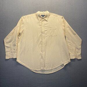 Naturalife Men Shirt Size XL100% Cotton Amarillo Long Sleeve Collared Button up